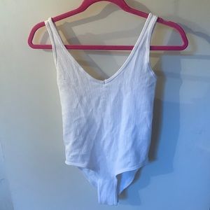 white ribbed bodysuit